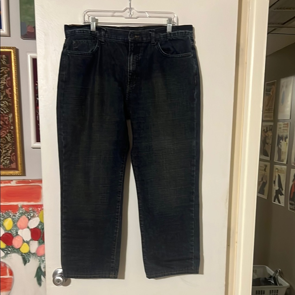 Chaps denim mens straight cut blue jeans.